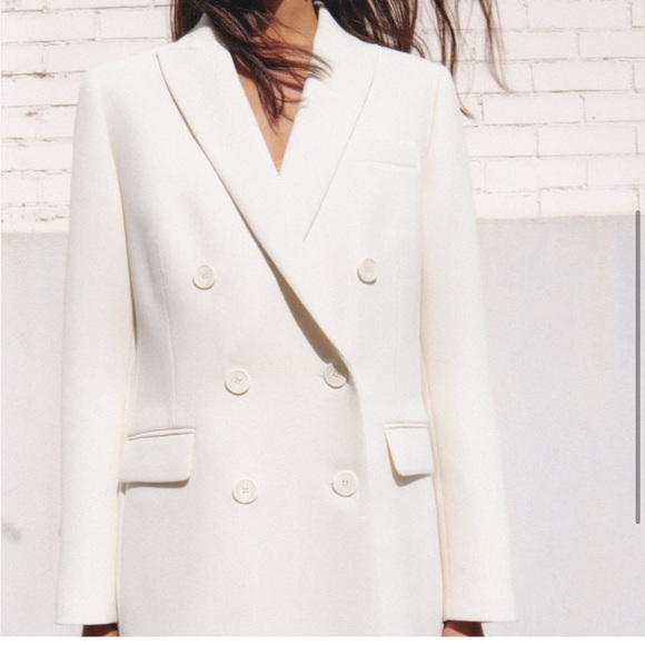 Zara Double Breasted Cream Blazer - NEW - Picture 4 of 5
